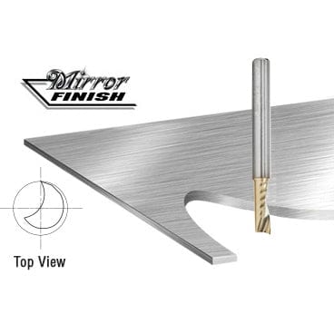 51402-Z Spiral O Single Flute Aluminum Cutting Up-Cut ZrN Coated Mirror Finish Router Bit 1/4"D 5/8"CH 1/4"SH 2"OL - Image 2