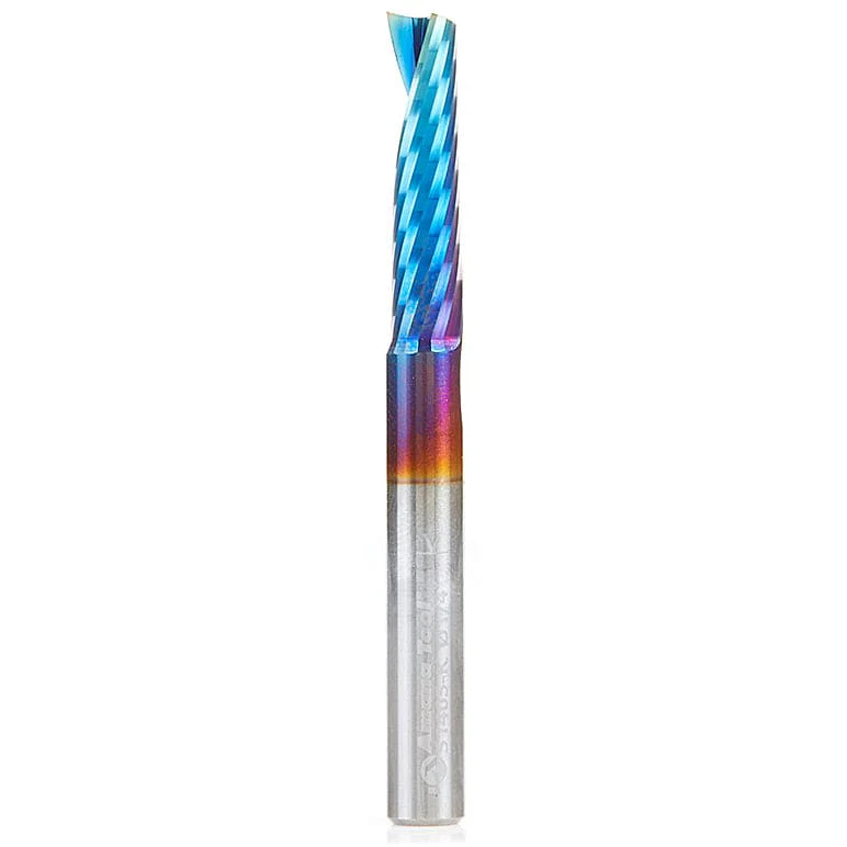 51405-K Spiral O Single Flute Plastic Cutting Up-Cut Zrn Coated Mirror Finish CNC Router Bit 1/4"D 1"CH 1/4"SH 2-1/2"OL