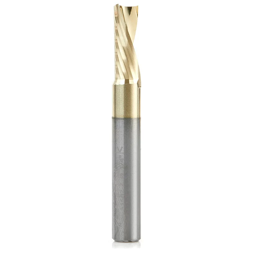 51502-Z Spiral O Single Flute ZrN Coated Aluminum Cutting Up-Cut Mirror Finish Router Bit 1/4"D 5/8"CH 1/4"SH 2"OL