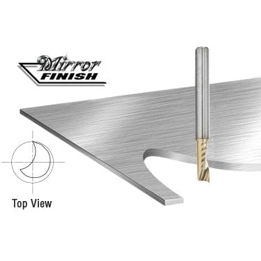 51502-Z Spiral O Single Flute ZrN Coated Aluminum Cutting Up-Cut Mirror Finish Router Bit 1/4"D 5/8"CH 1/4"SH 2"OL - Image 2