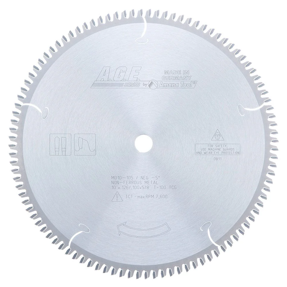10" X 100T Non-Ferrous Blade, -5 Degree 5/8" Bore, TCG - Image 2