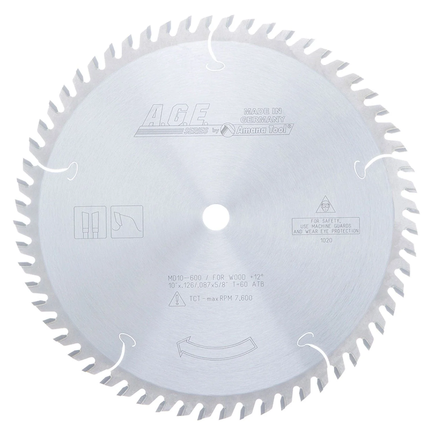 10" x 60T Carbide Tipped, Cut-Off and Crosscut Blade, 12 Deg., 5/8" Bore, ATB - Image 2