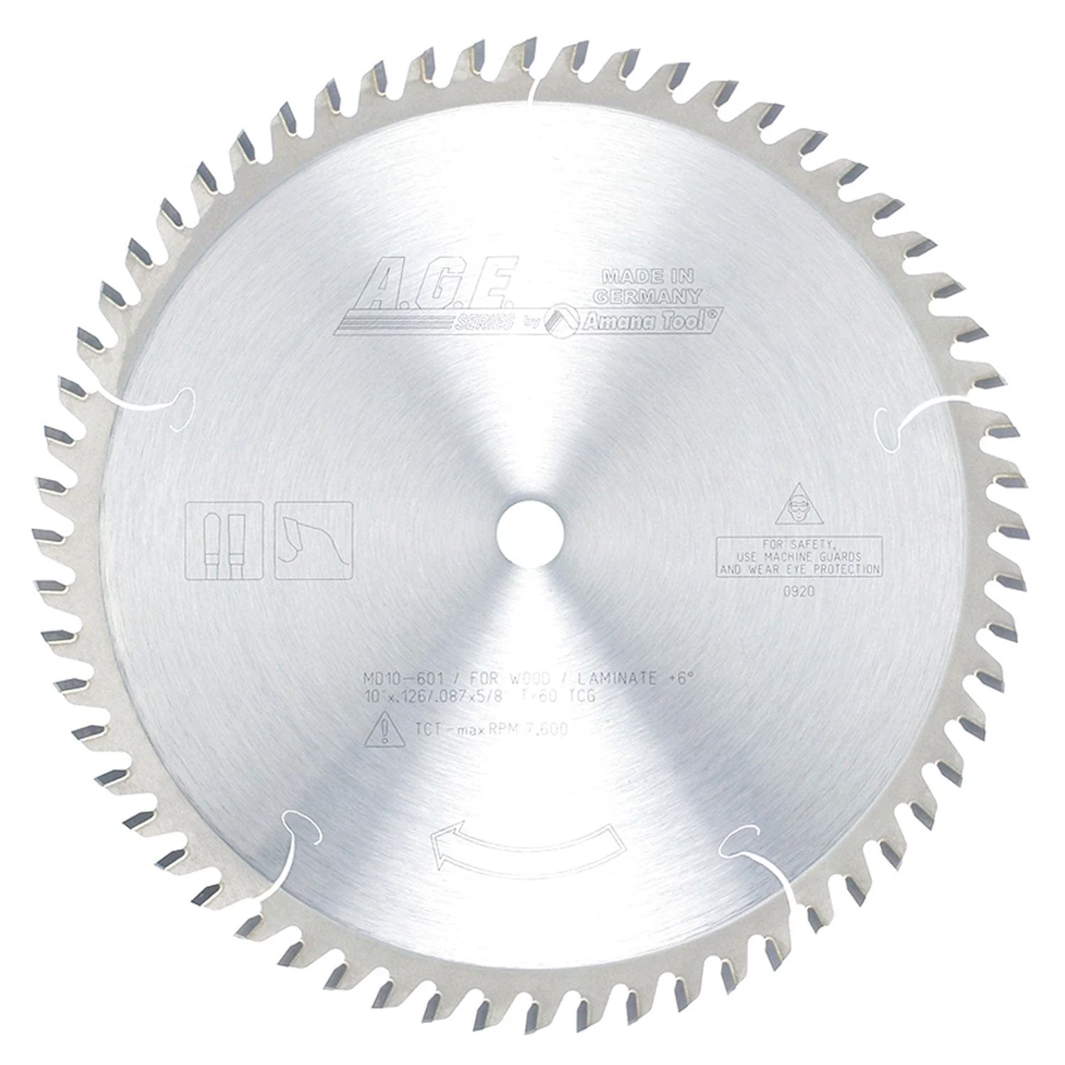 10" x 60T Carbide Tipped Plywood and Laminate Blade, 12 Deg., 5/8" Bore, TCG - Image 2