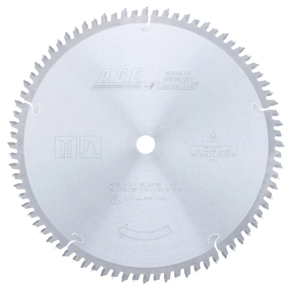 10"X 80T Melamine Blade, -5 Degree 5/8" Bore, H-ATB - Image 2