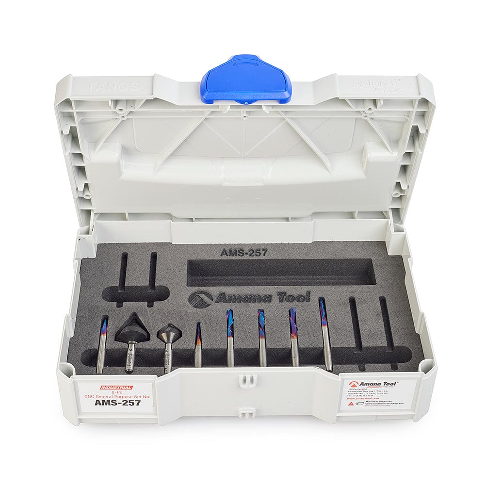 AMS-257 8-piece Spektra Industrial CNC General Purpose Router Bit Set 1/4" SH with Case - Image 6