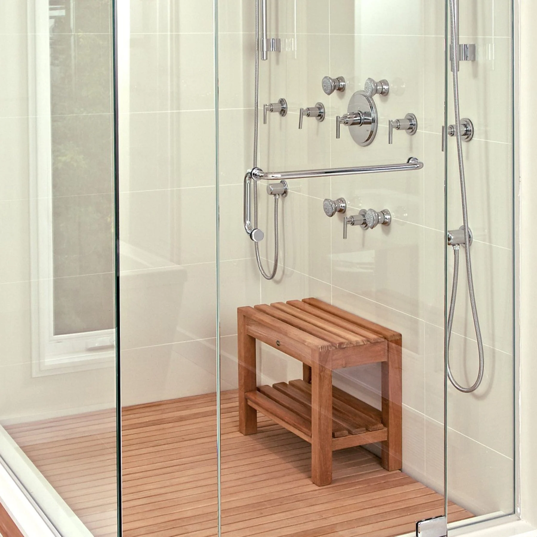 Coach Shower Bench 16" (40 cm) with Shelf - Image 3