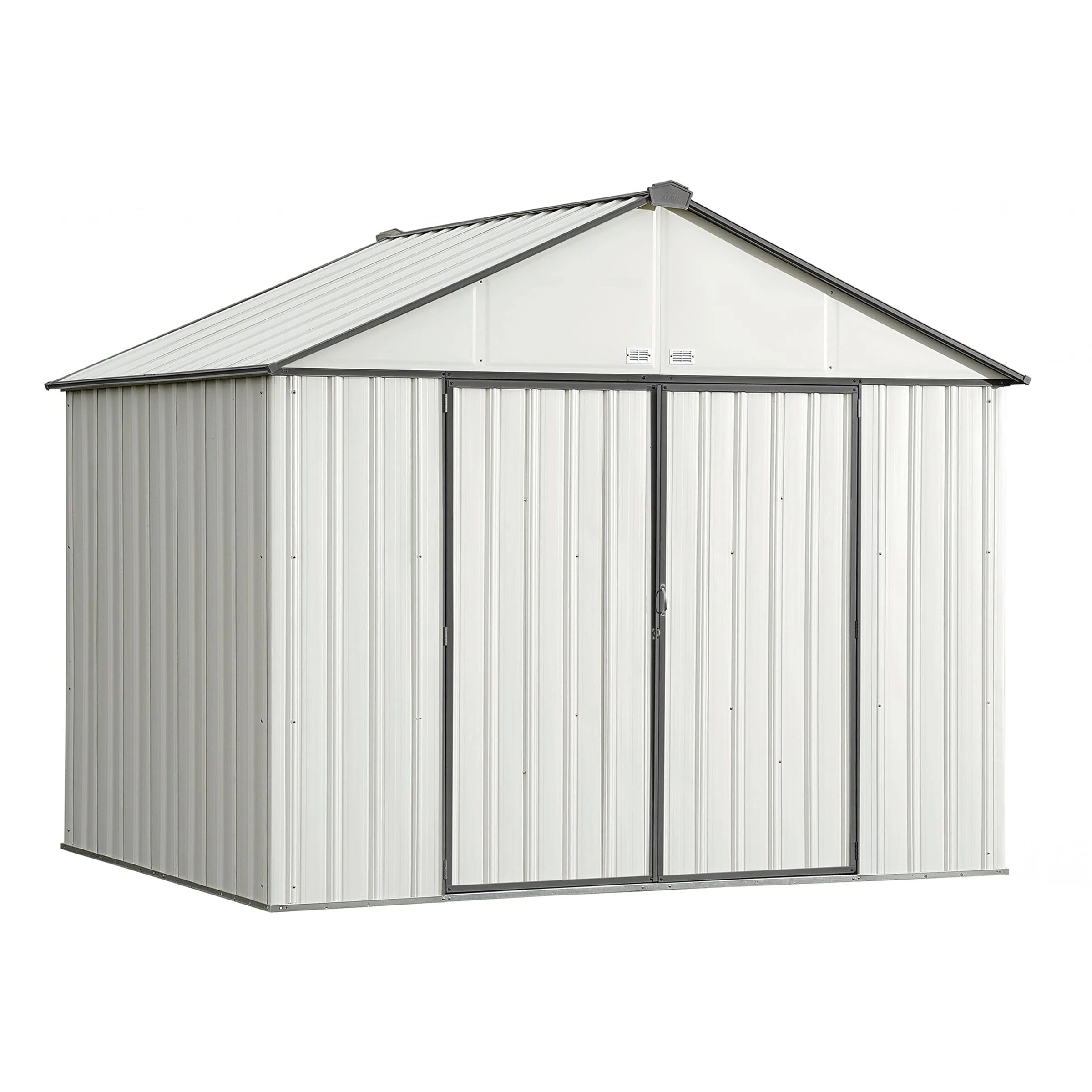 EZEE Shed, 10x8, Extra High Gable, 72 in walls, Cream and Charcoal Gray