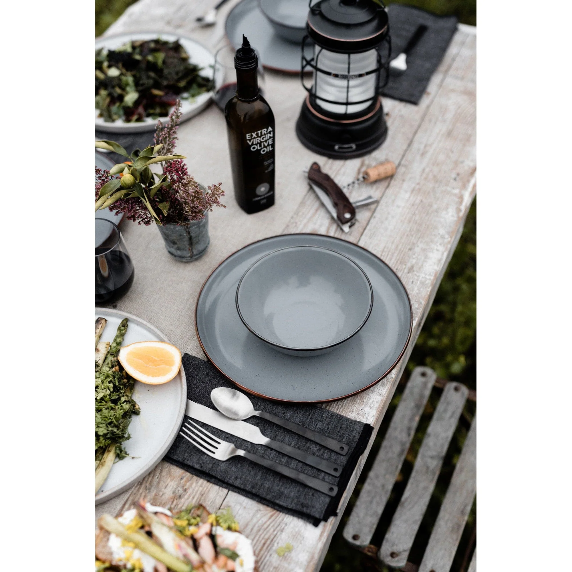 Enamel Deep Plate Set Slate Gray Indoor/Outdoor - Image 6