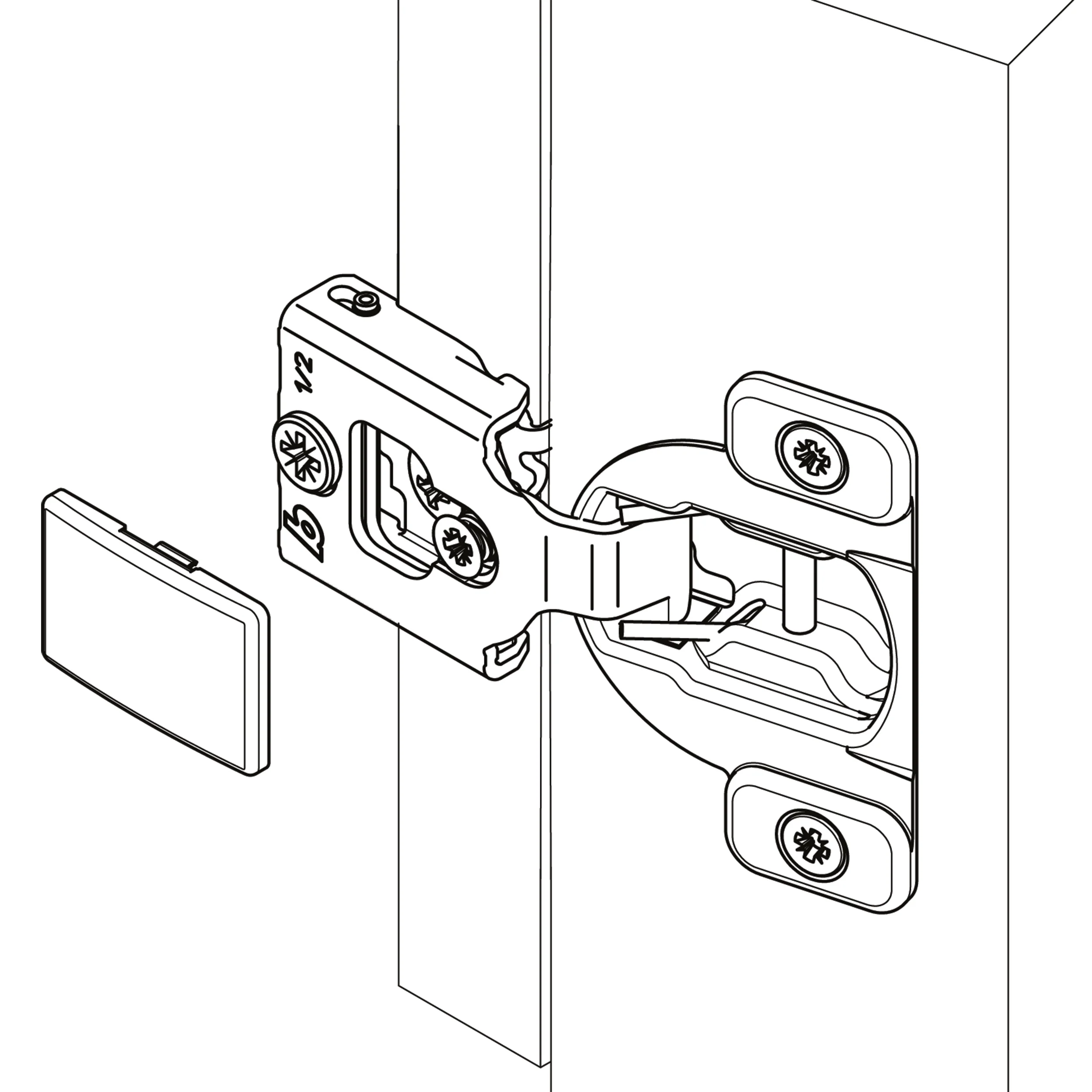 Compact Face Frame Hinge - 1/2" Overlay - 1 Pair - Image 2