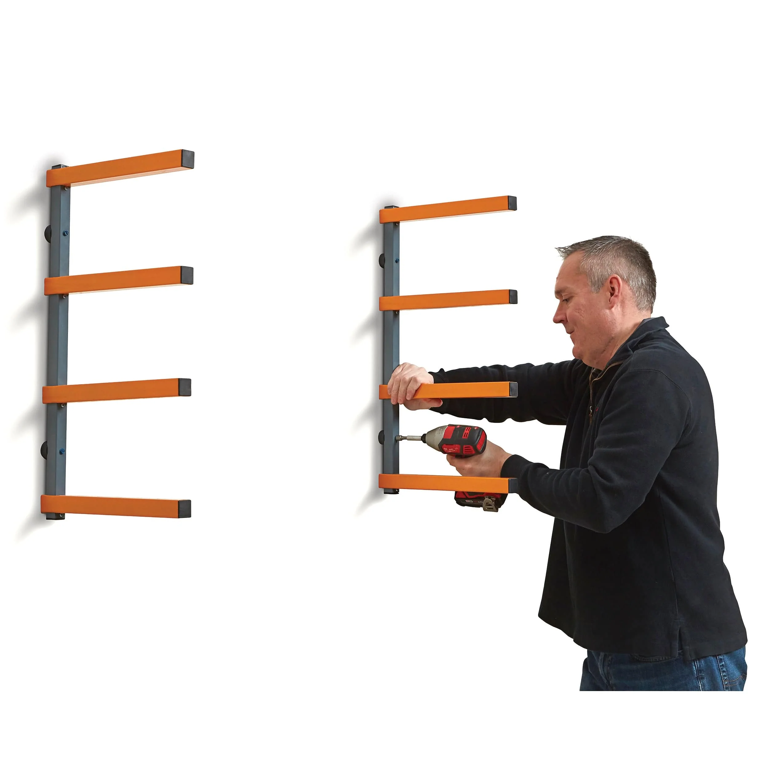 4-Level Lumber Storage Rack - Orange & Gray - Image 3
