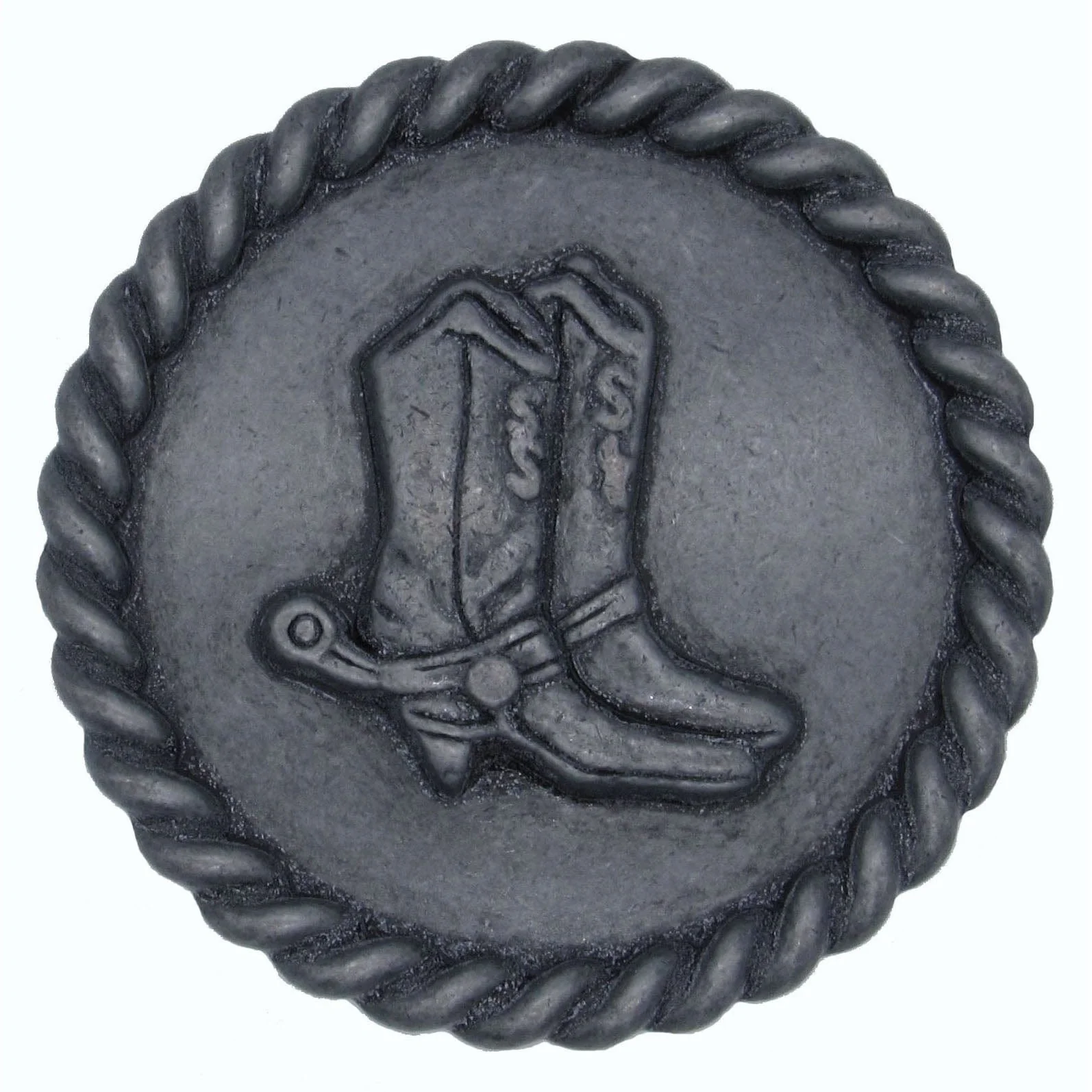 Cowboy Boots with Roped Edge Round Knob, Pewter Oxide