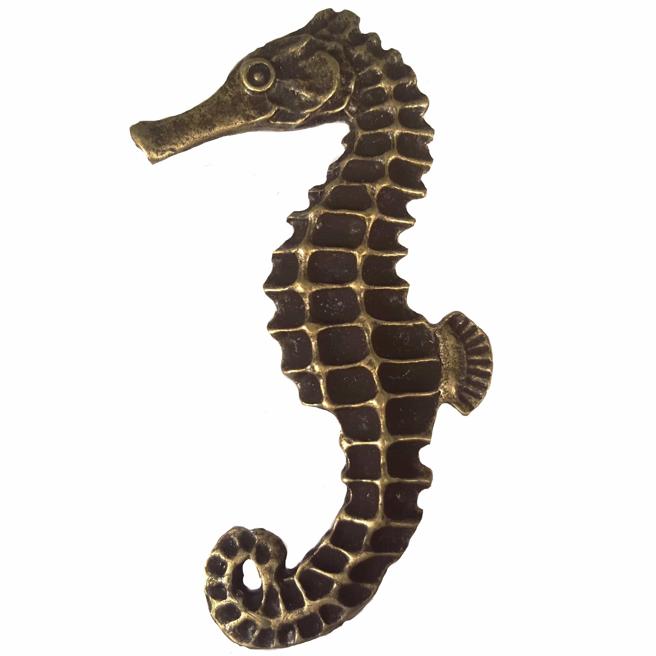 Large Seahorse Knob, Left, Antique Brass, Model 235AB