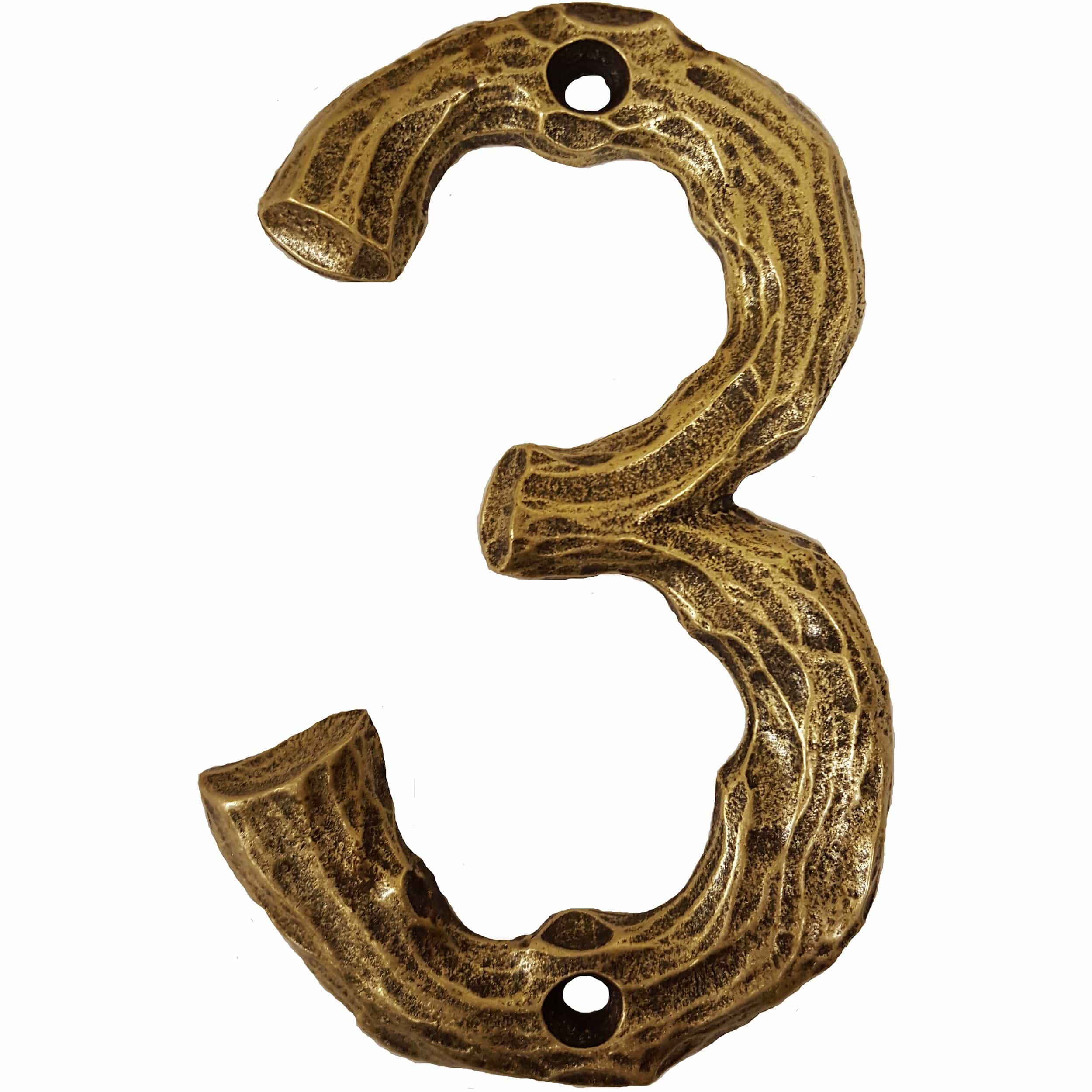 LHN3-AB Log House Number 3, Antique Brass, 1 piece