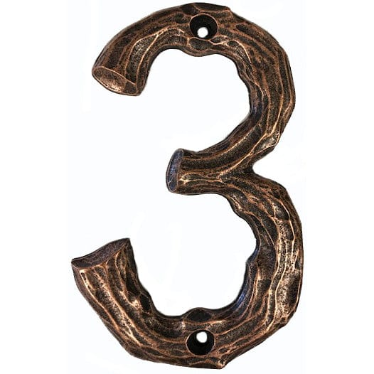 LHN3-AC Log House Number 3, Antique Copper, 1 piece