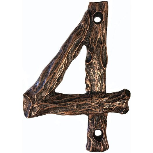 LHN4-AC Log House Number 4, Antique Copper, 1 piece