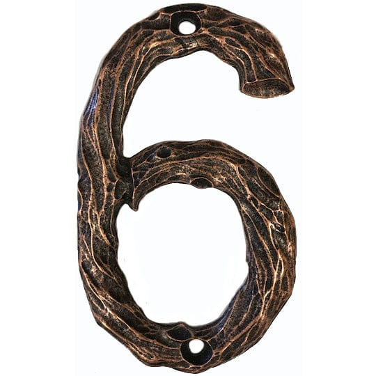 LHN6-AC Log House Number 6, Antique Copper, 1 piece