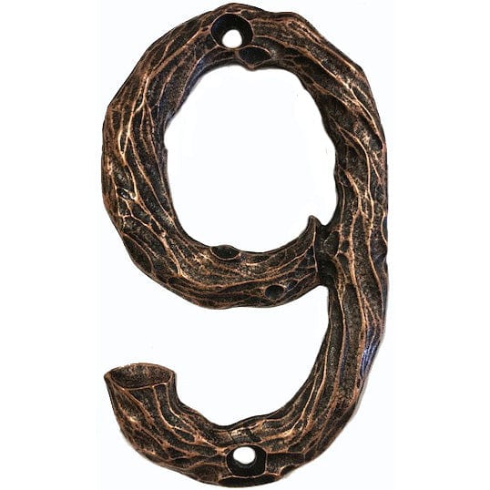 LHN9-AC Log House Number 9, Antique Copper, 1 piece