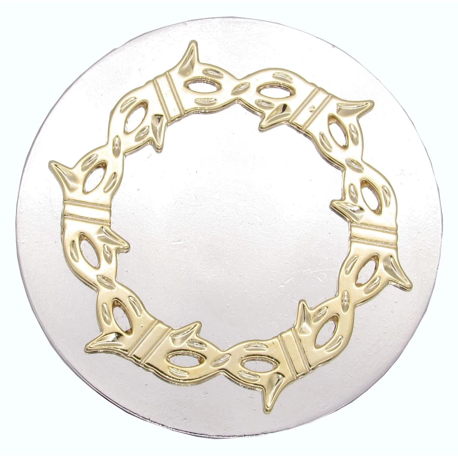 Round Knob with Barbed Wire, Nickel/Gold