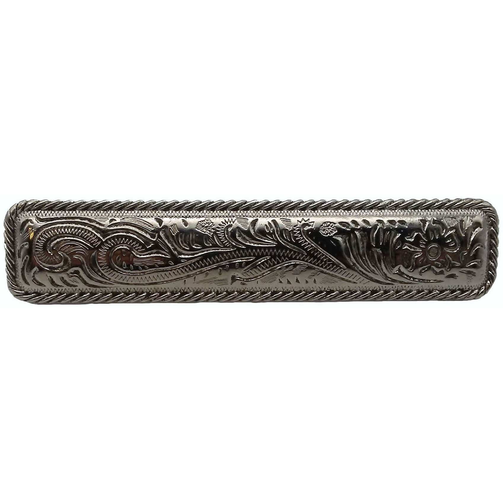 Small Engraved Flower Pull, Nickel