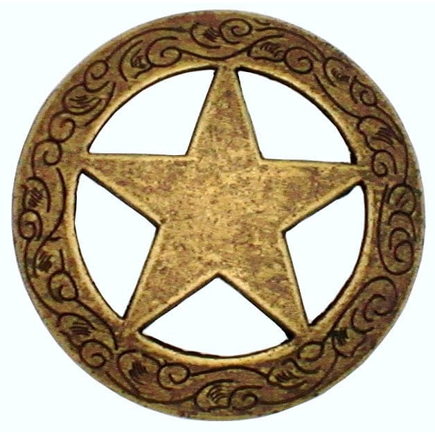 Star Knob with Engraved Edge, Brass Oxide