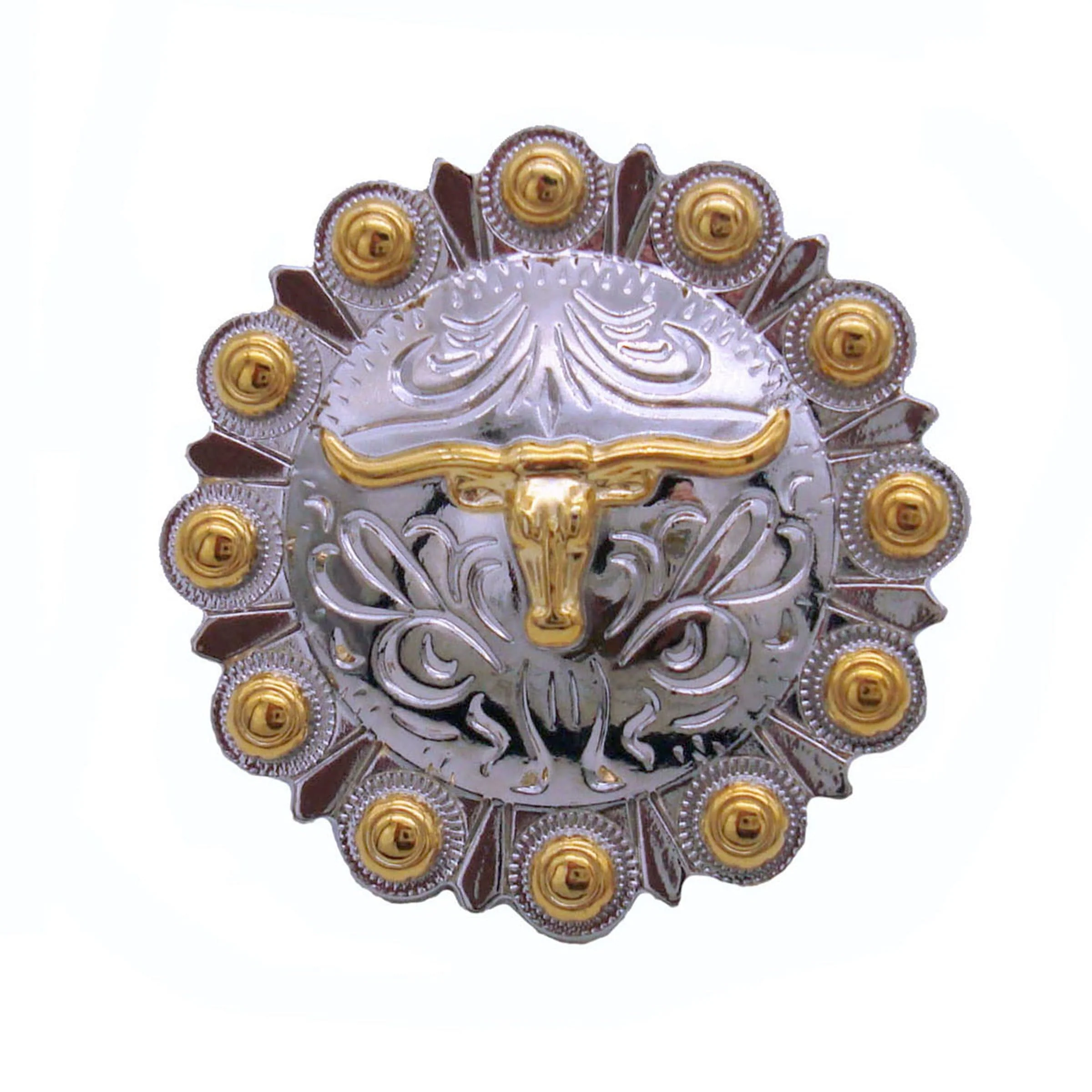 Steer in Round Knob, Nickel/Gold