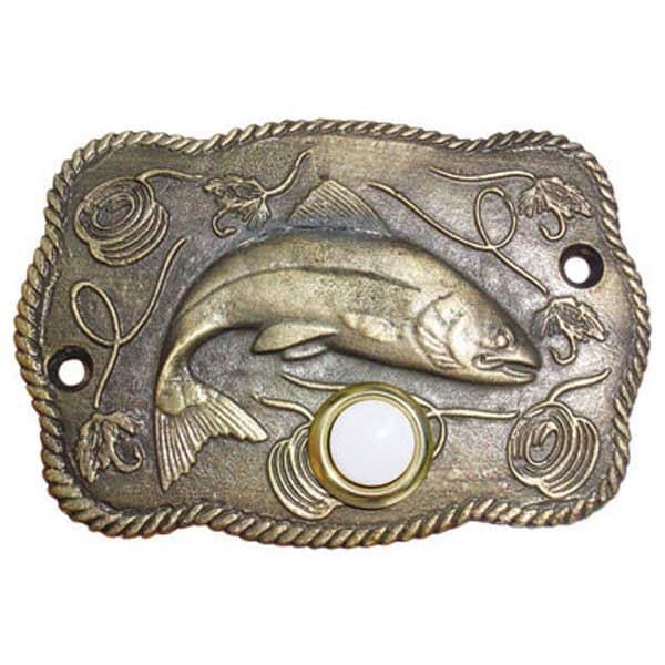 Trout Scene Door Bell, Antique Brass, Model 914AB