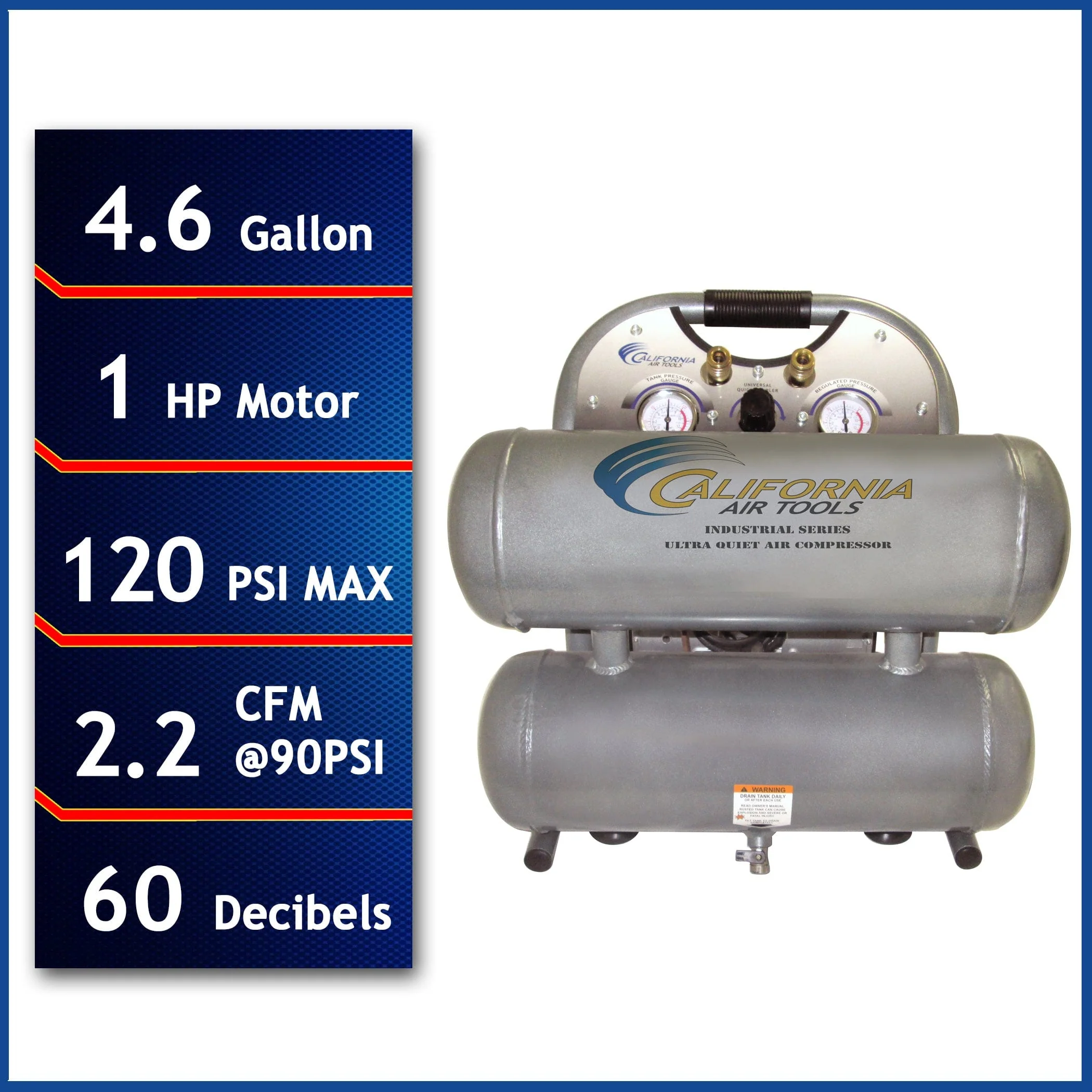 1HP 4-3/5 Gallon Oil-Free Aluminum Tank Air Compressor - Image 4