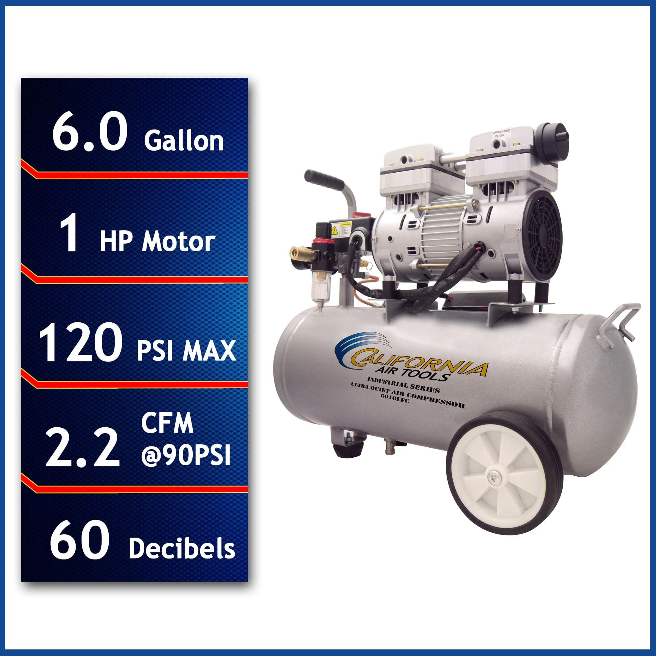 1HP 6 Gallon Oil-Free Steel Tank Air Compressor - Image 5