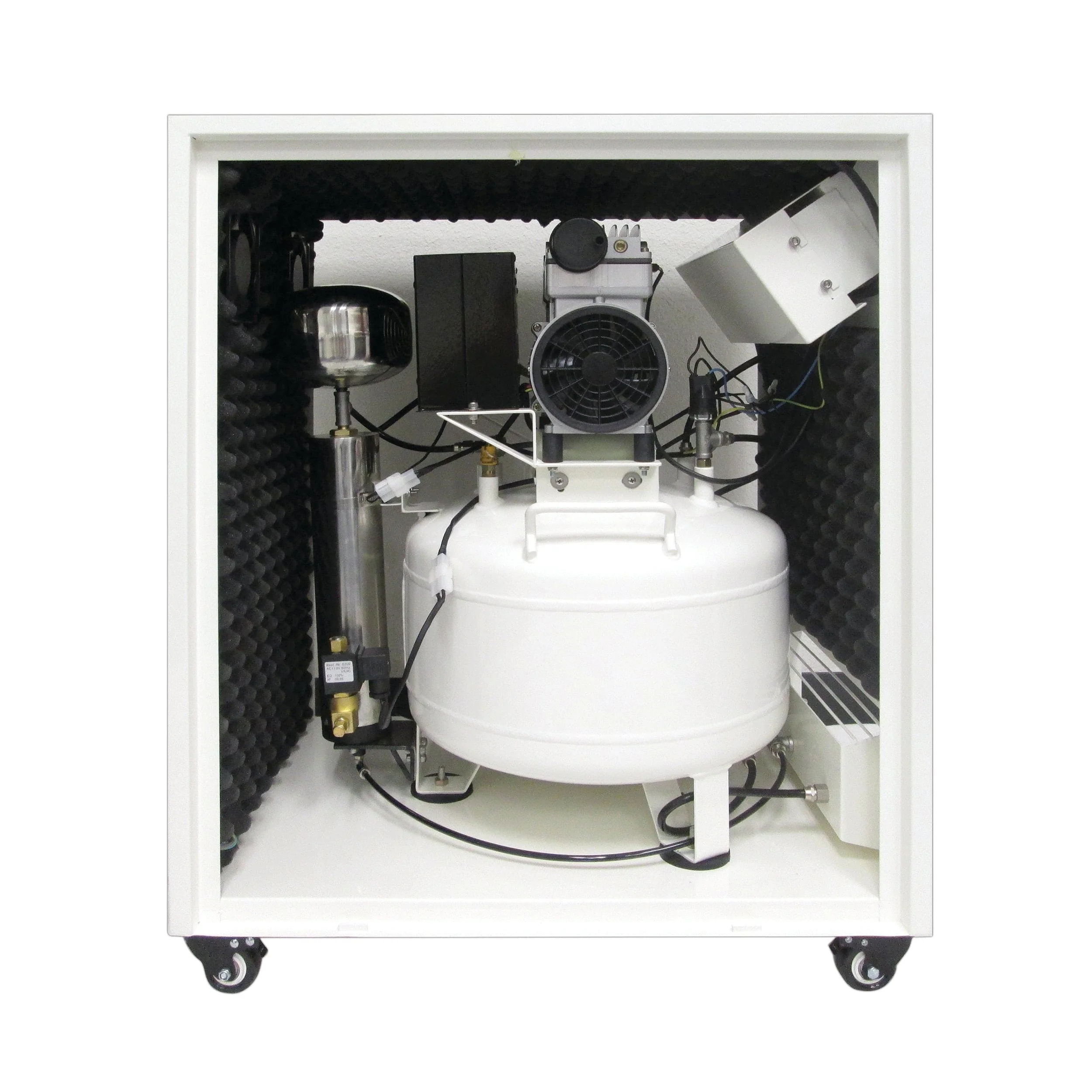 1HP 8 Gallon Oil-Free Steel Tank Air Compressor with Air Drying System in Soundproof Cabinet