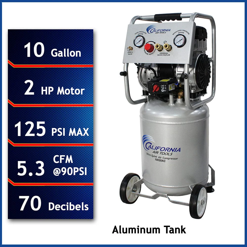 2HP 10 Gallon Oil-Free Aluminum Tank Air Compressor - Image 8