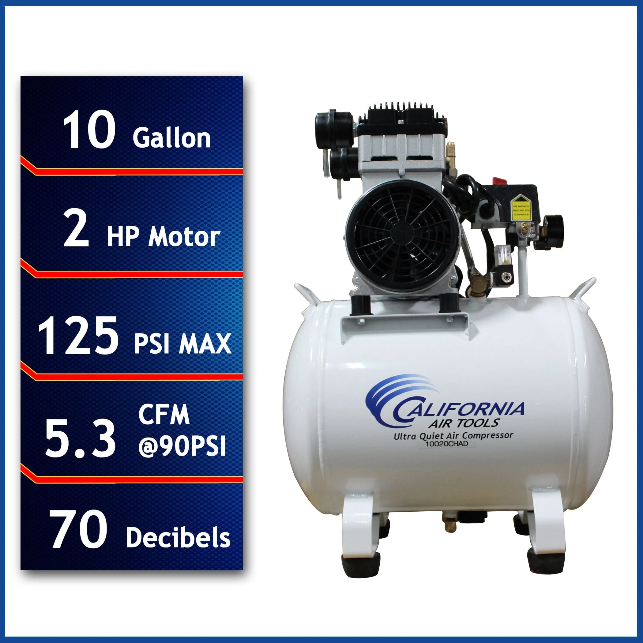 2HP 10 Gallon Steel Tank Air Compressor - Oil Free - Image 6