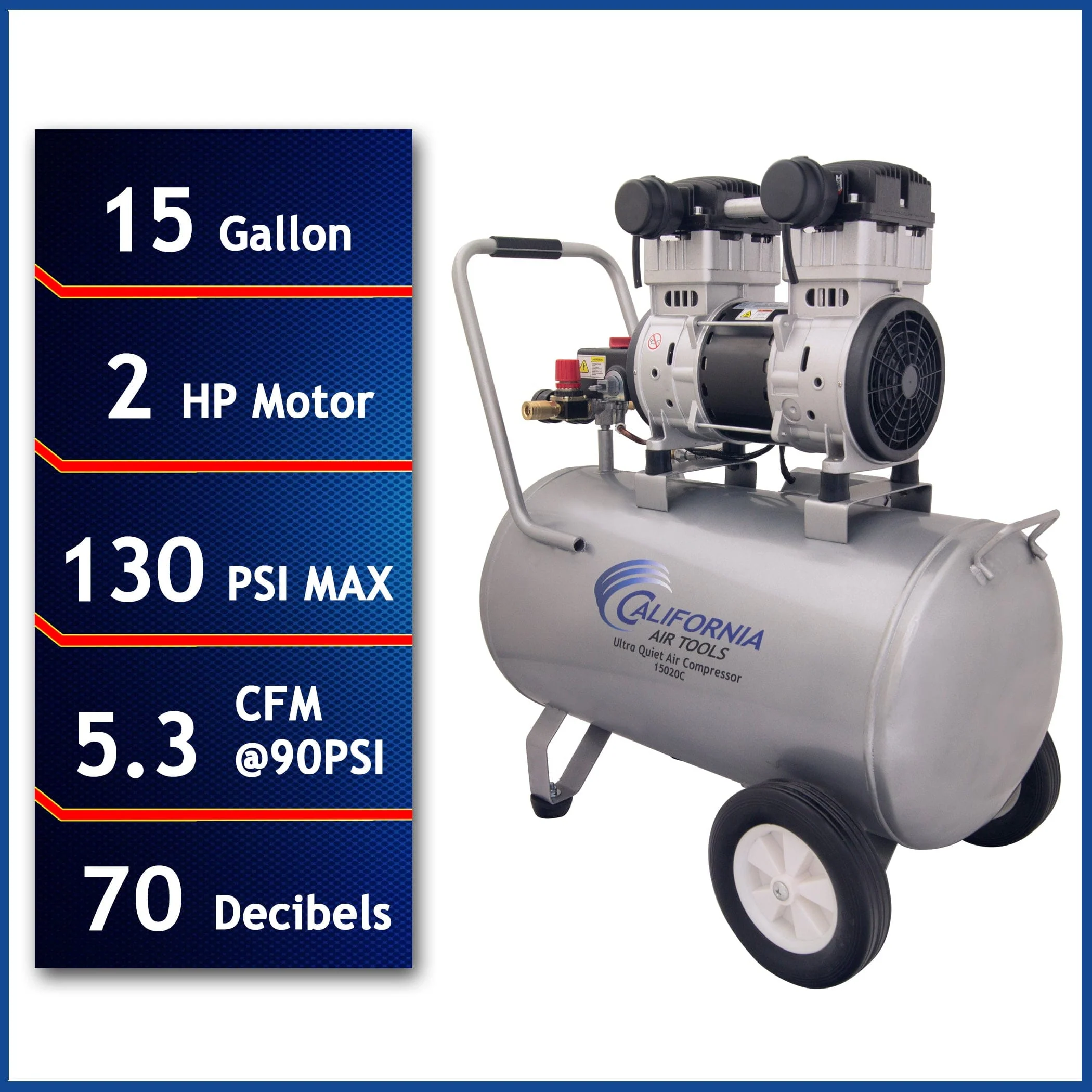 2HP 15 Gallon Oil-Free Steel Tank Air Compressor - Image 6