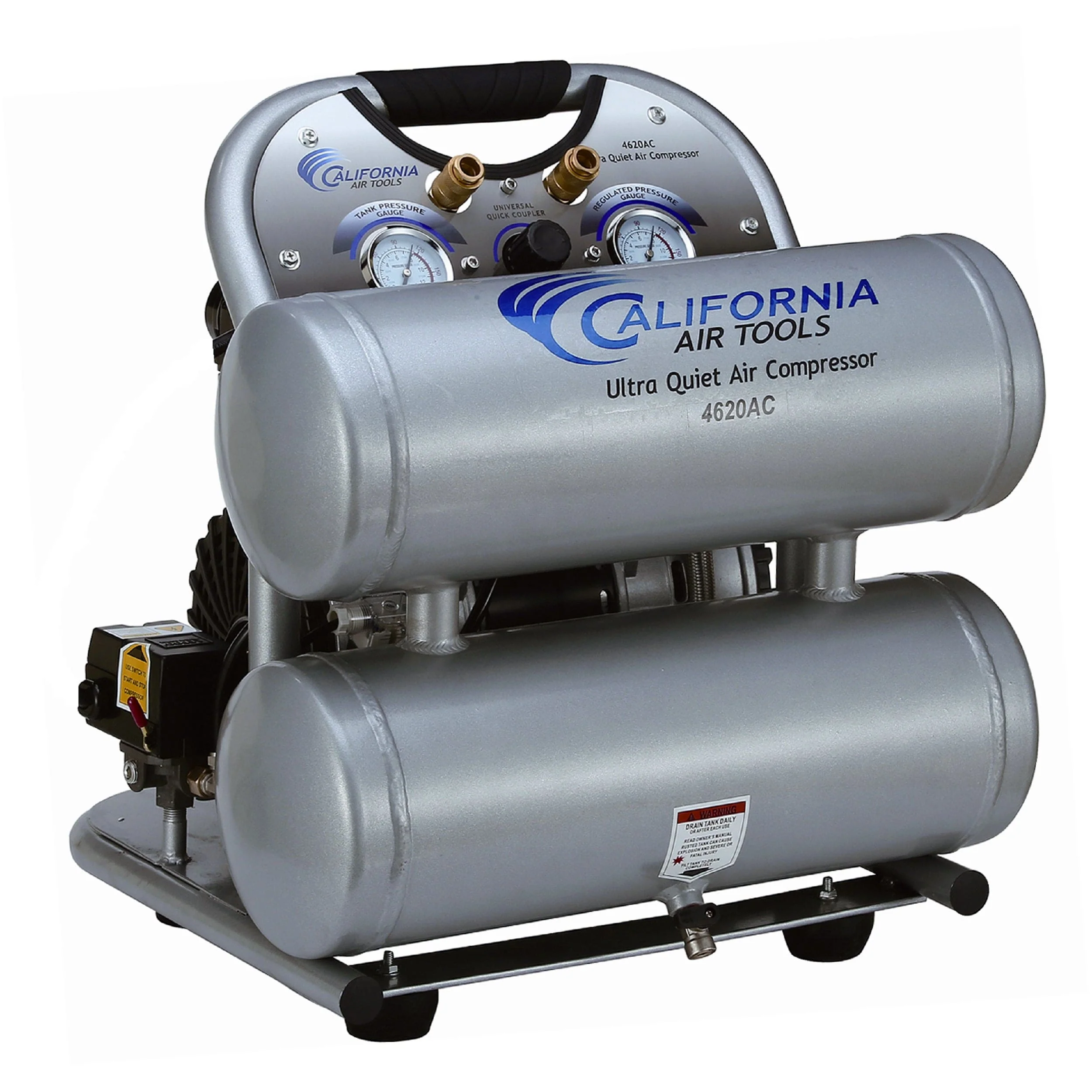 2HP 4.6 Gallon Oil-Free Twin Aluminum Tank Air Compressor