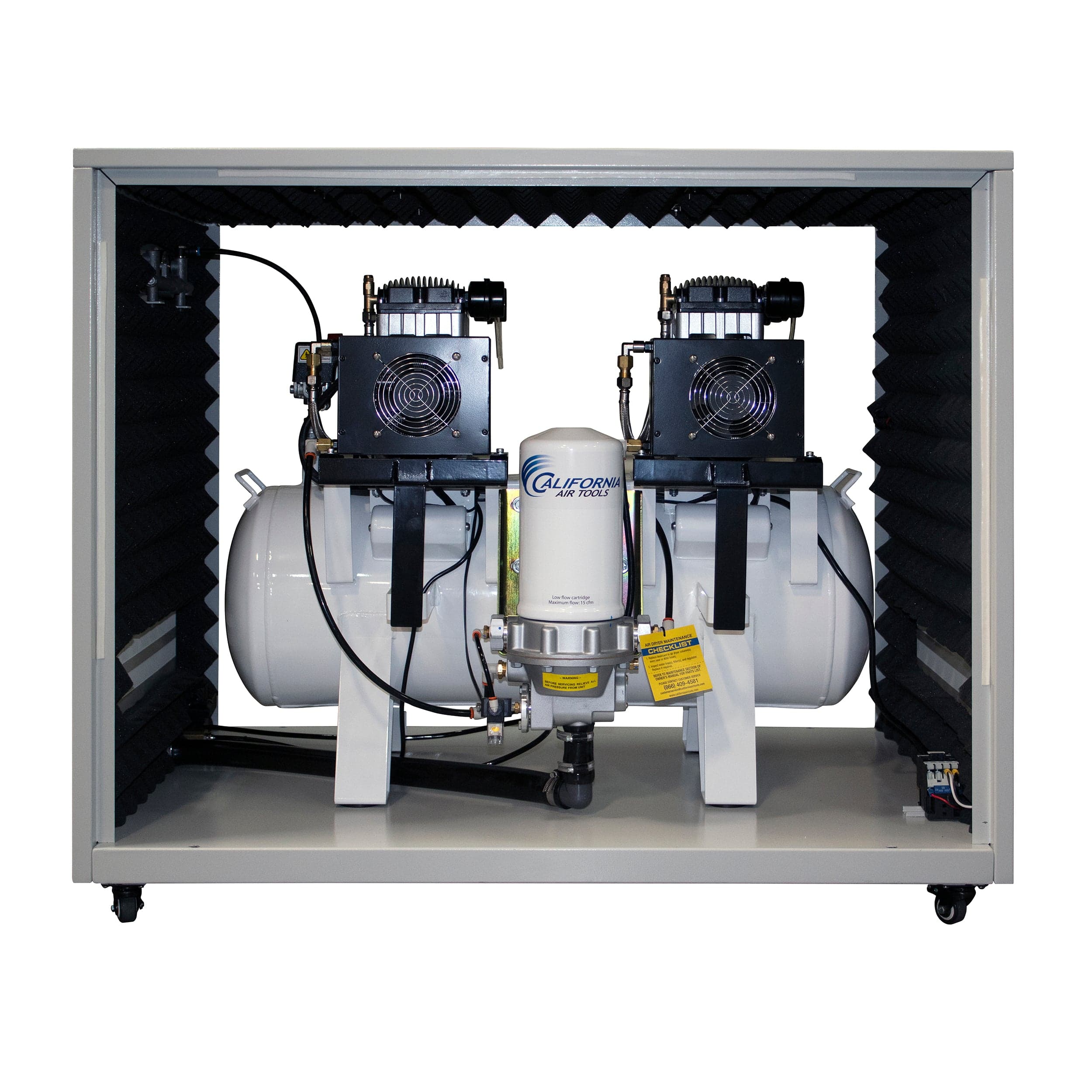 4HP 20 Gallon Oil-Free Compressor with Air Drying System and Auto Drain Valve in Soundproof Cabinet - Image 3