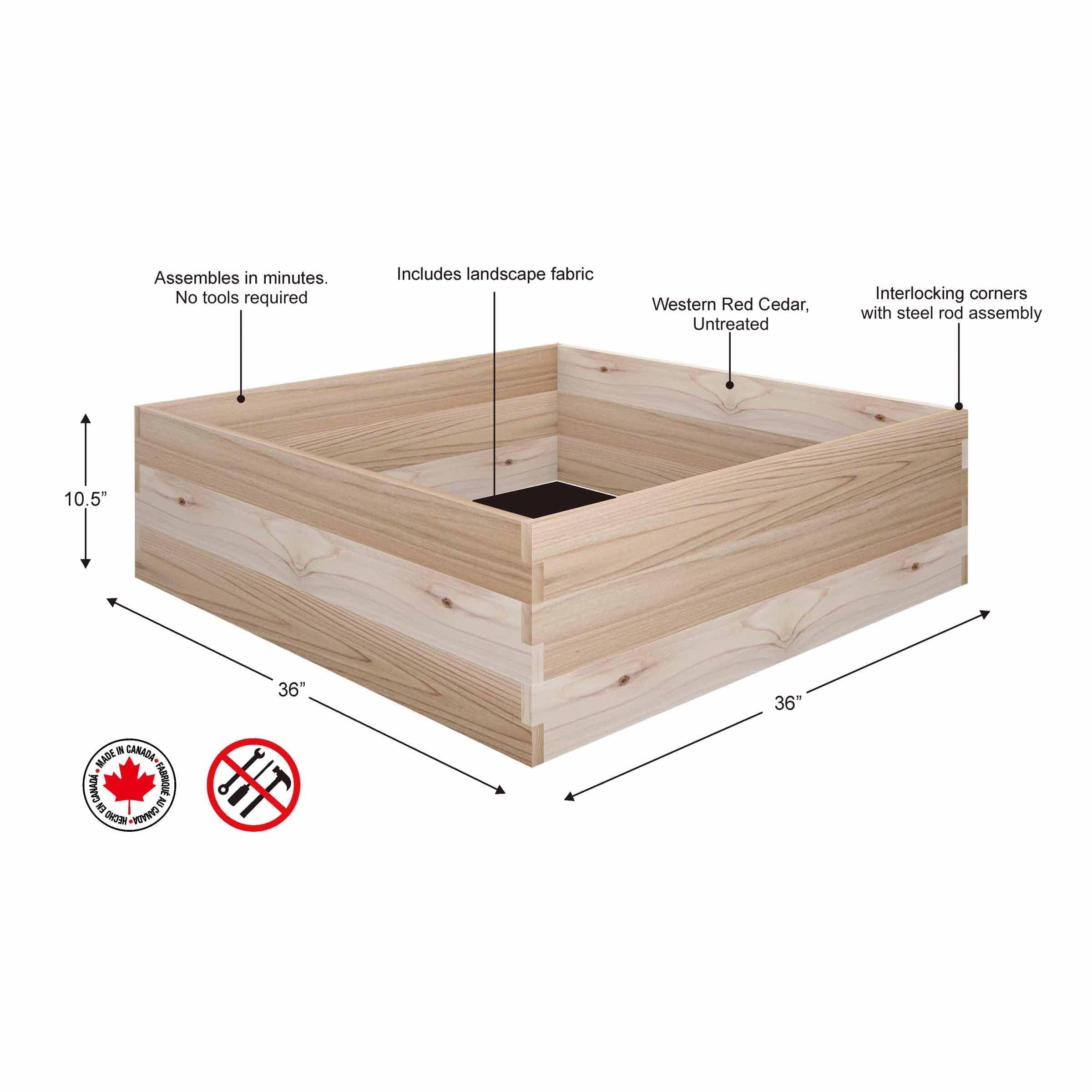 Cedar Raised Garden Bed 36" x 36" x 10-1/2"H - Image 2