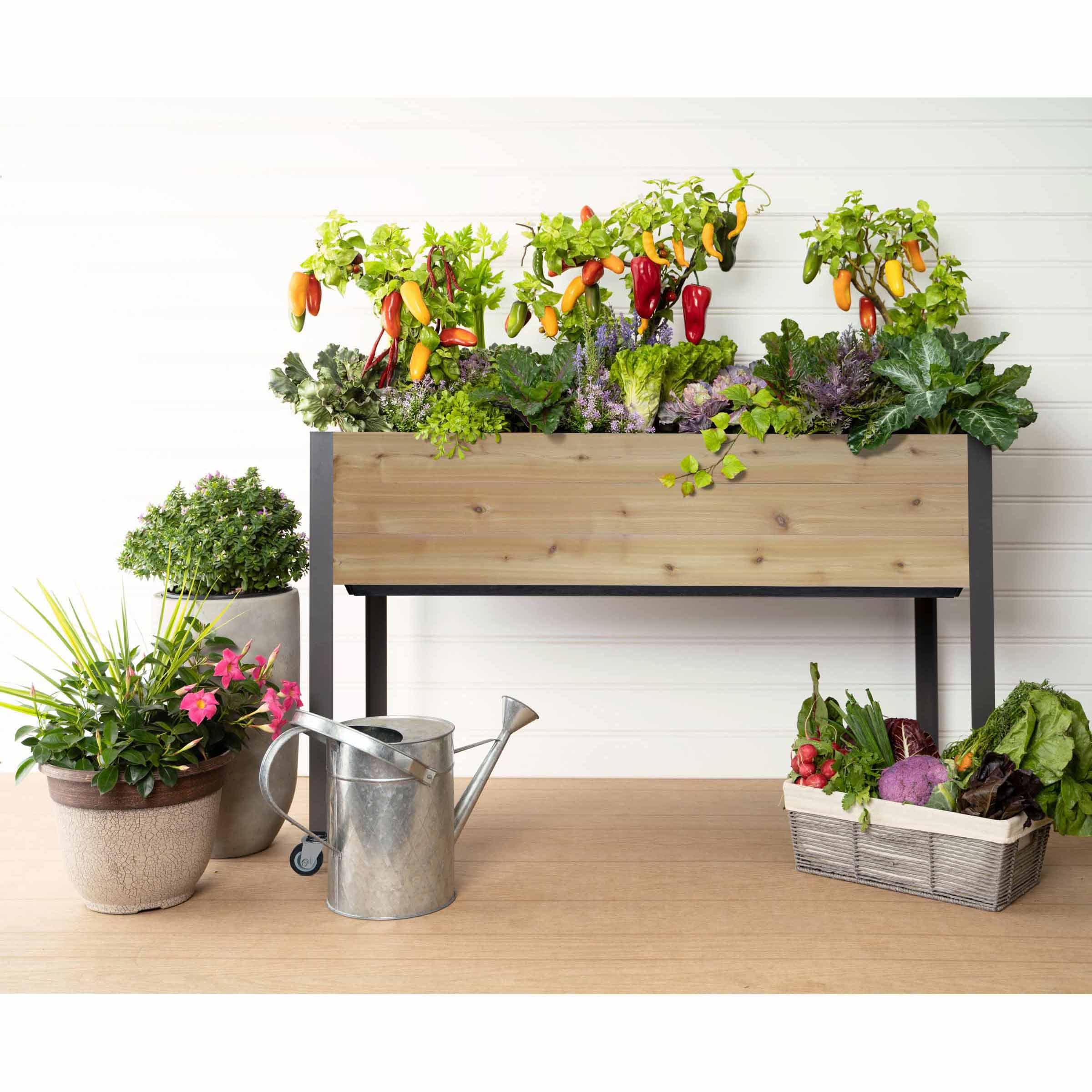 Self-Watering Elevated Planter 21" x 47" x 32"H Cedar - Image 6