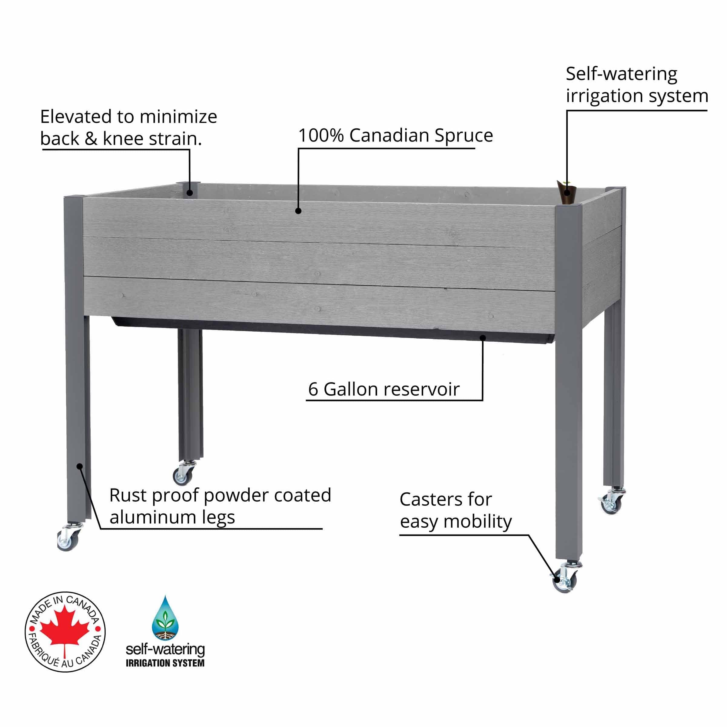 Self-Watering Elevated Planter 21" x 47" x 32"H Gray - Image 3