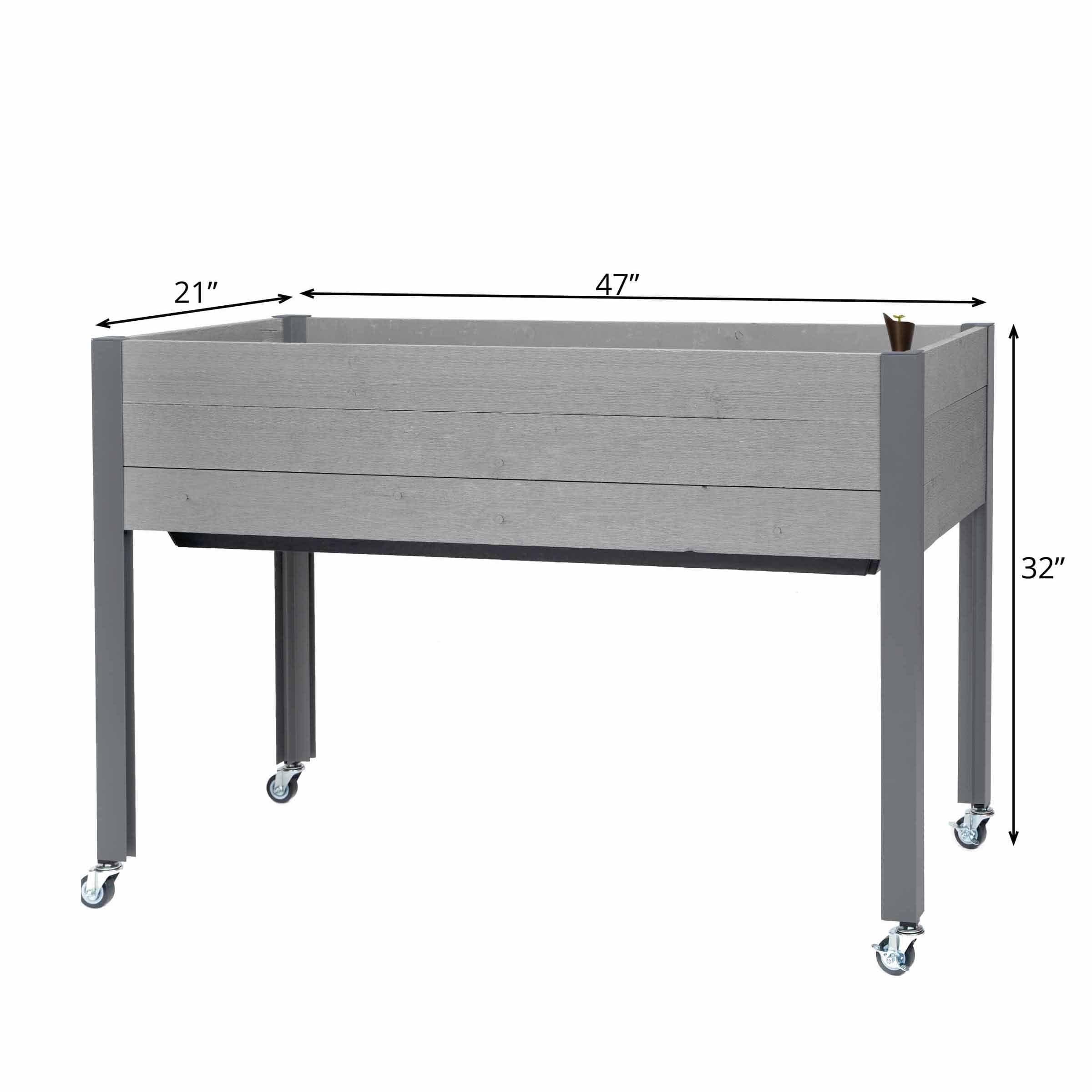 Self-Watering Elevated Planter 21" x 47" x 32"H Gray - Image 4