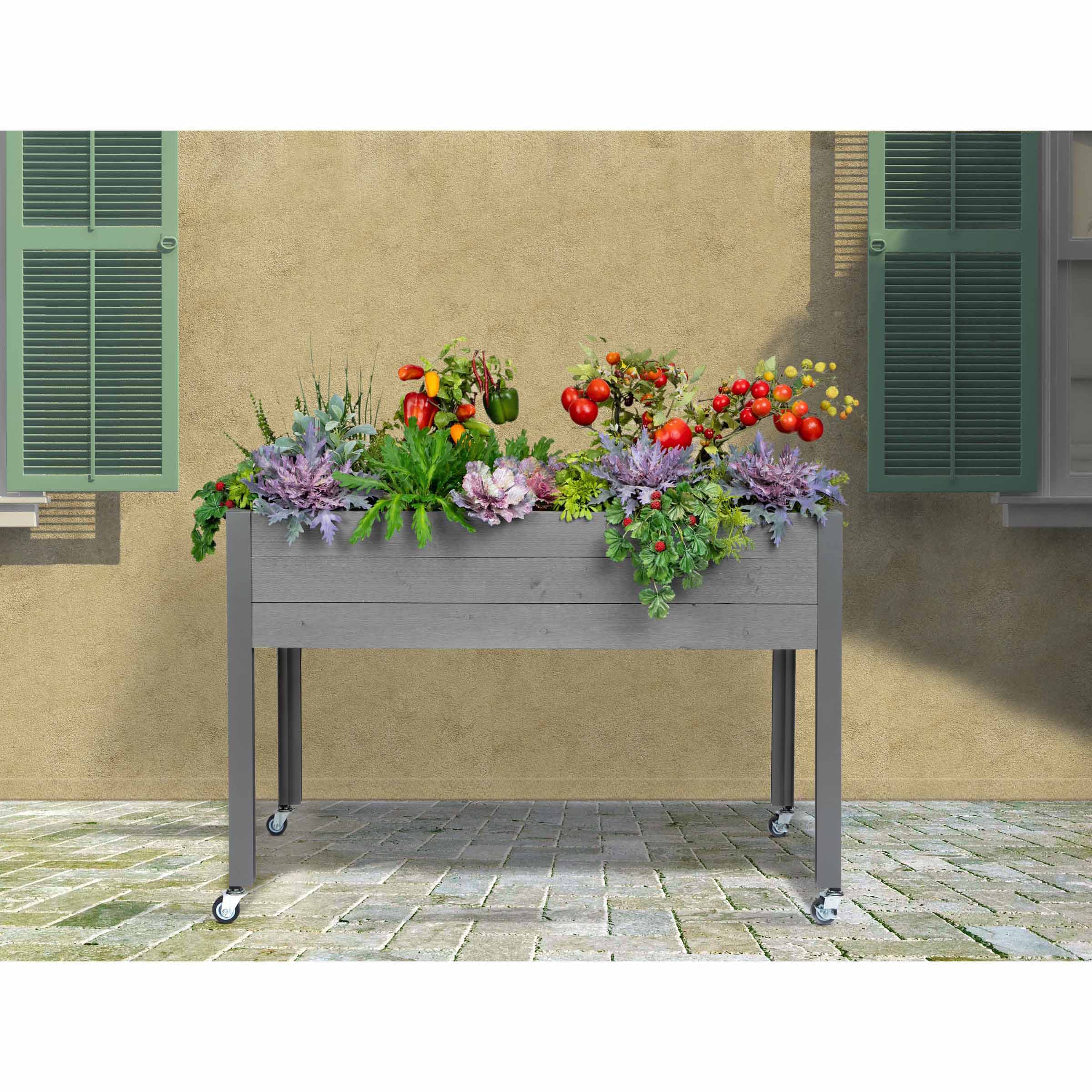 Self-Watering Elevated Planter 21" x 47" x 32"H Gray - Image 6