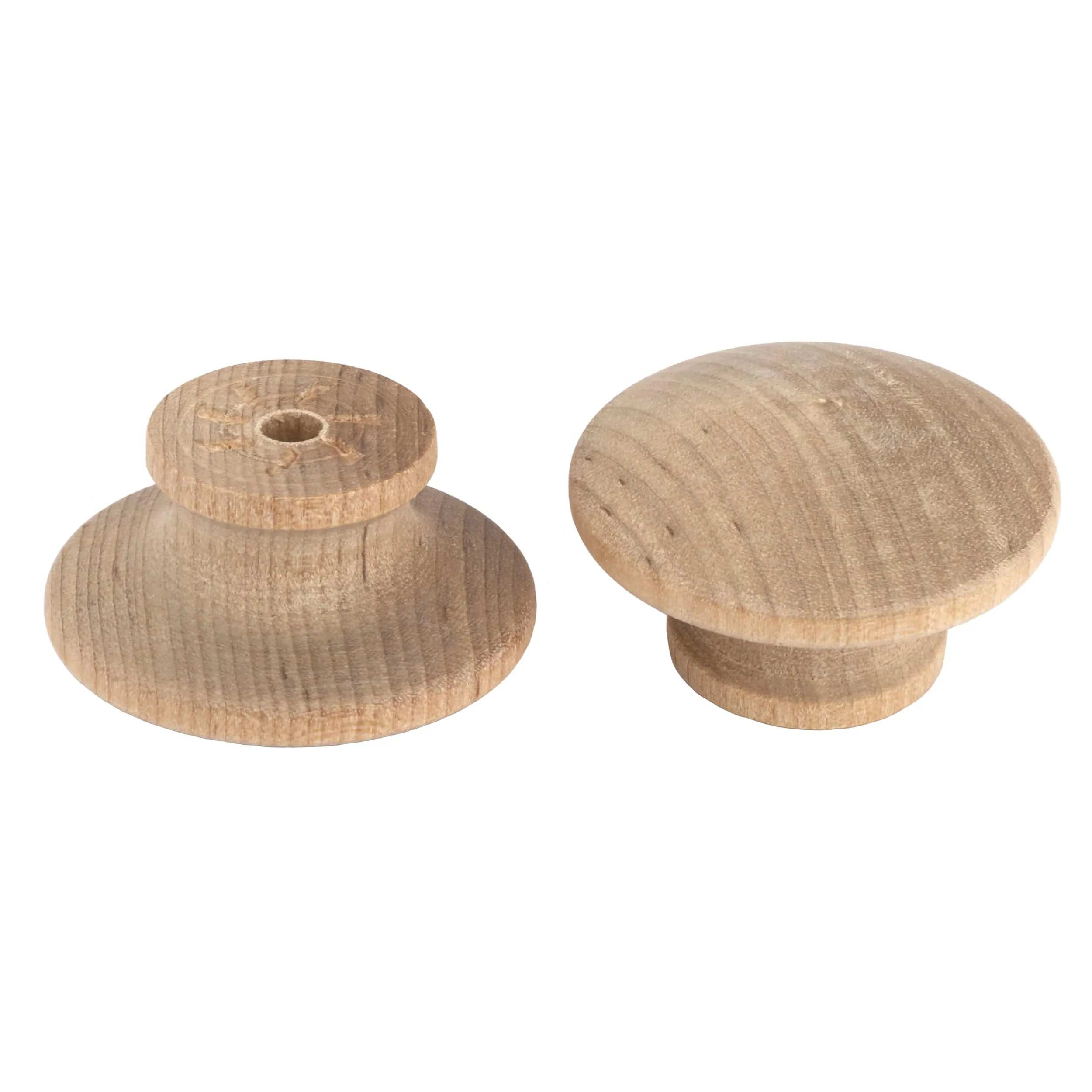 Mushroom Knob w/Screws - Birch - 1-1/4" Diameter - 7/8" Tall - 2 Piece