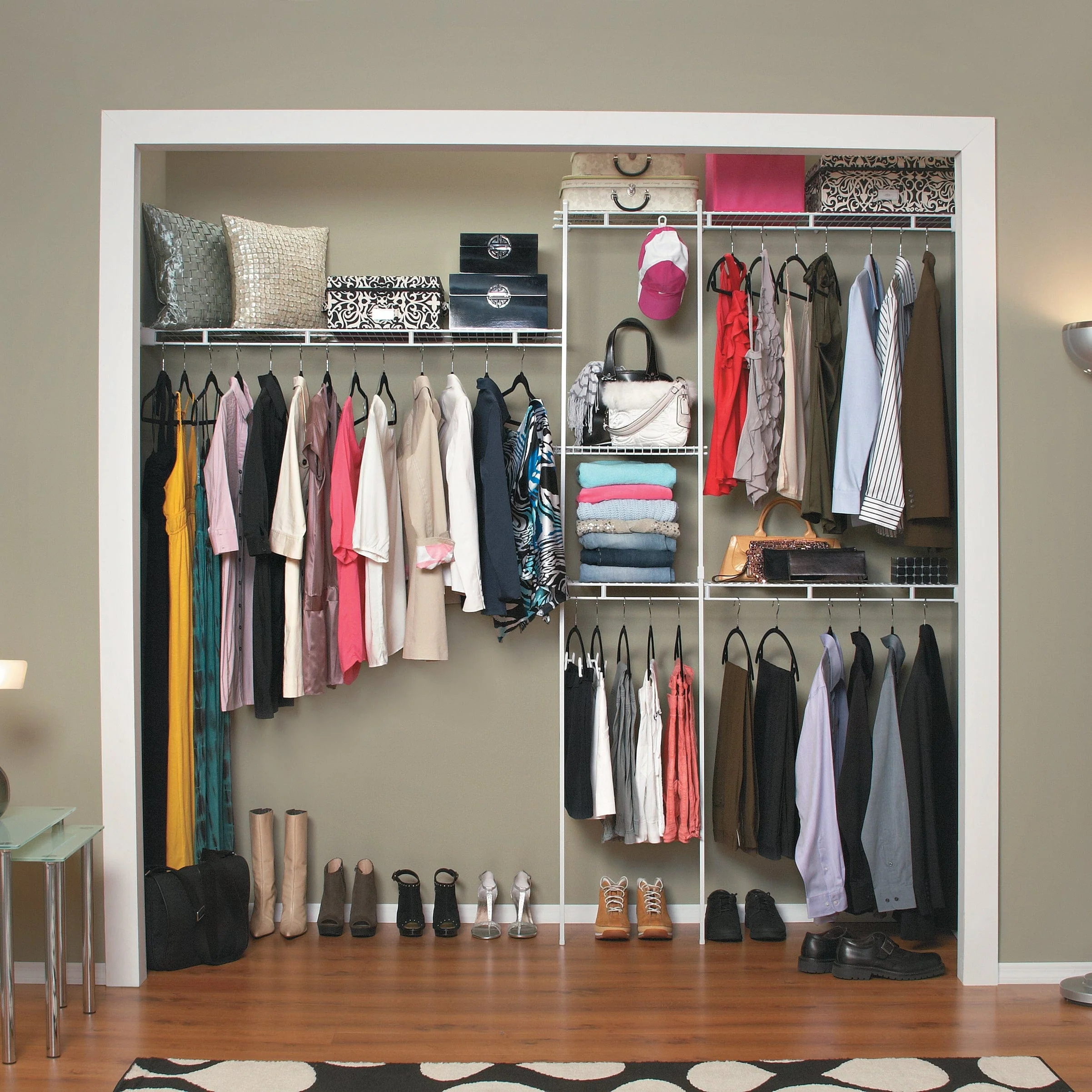 Closet Organizer Kit 5' - 8' W Fixed Mount, White - Image 4