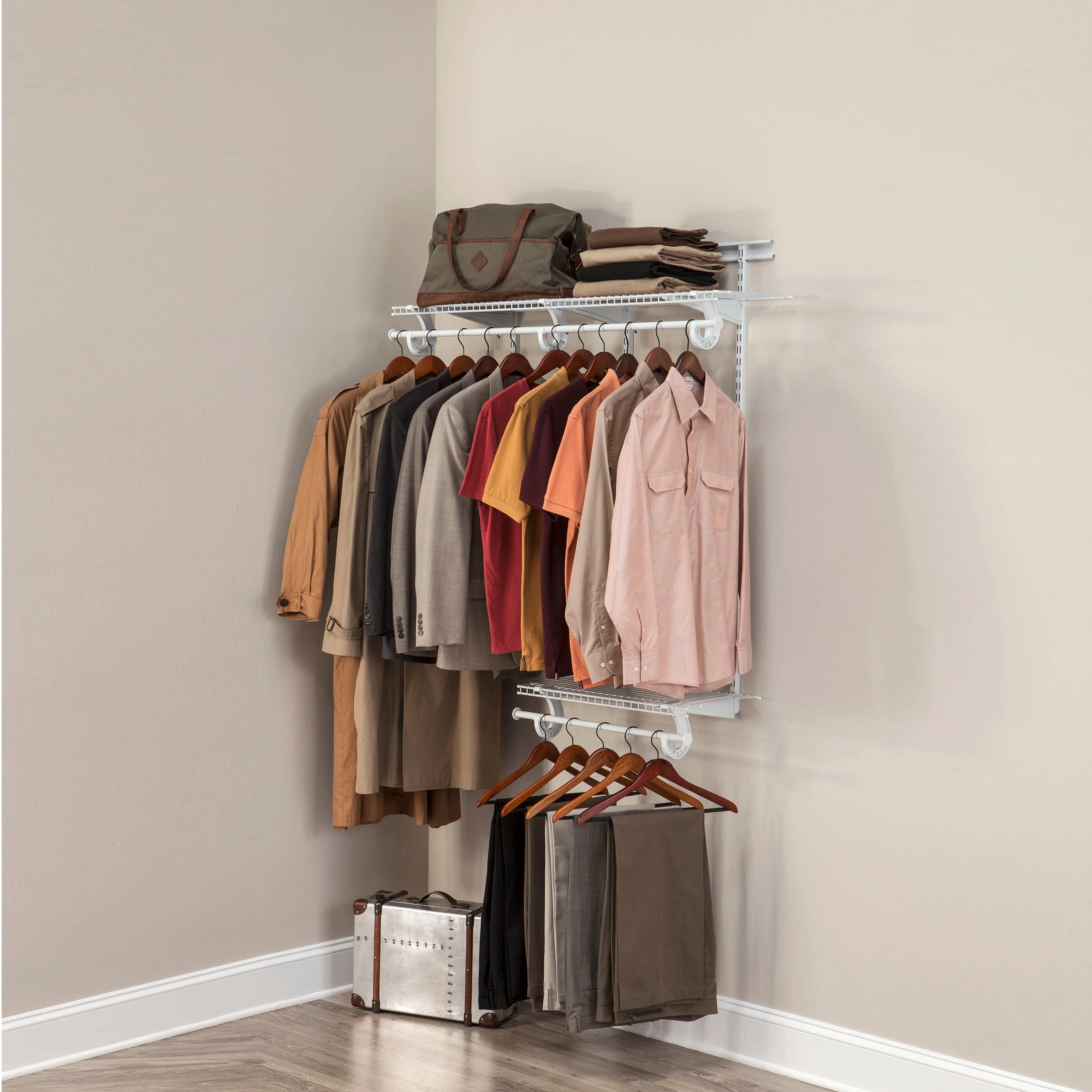 ShelfTrack Adjustable Closet Organizer 2' - 4' W, White - Image 3
