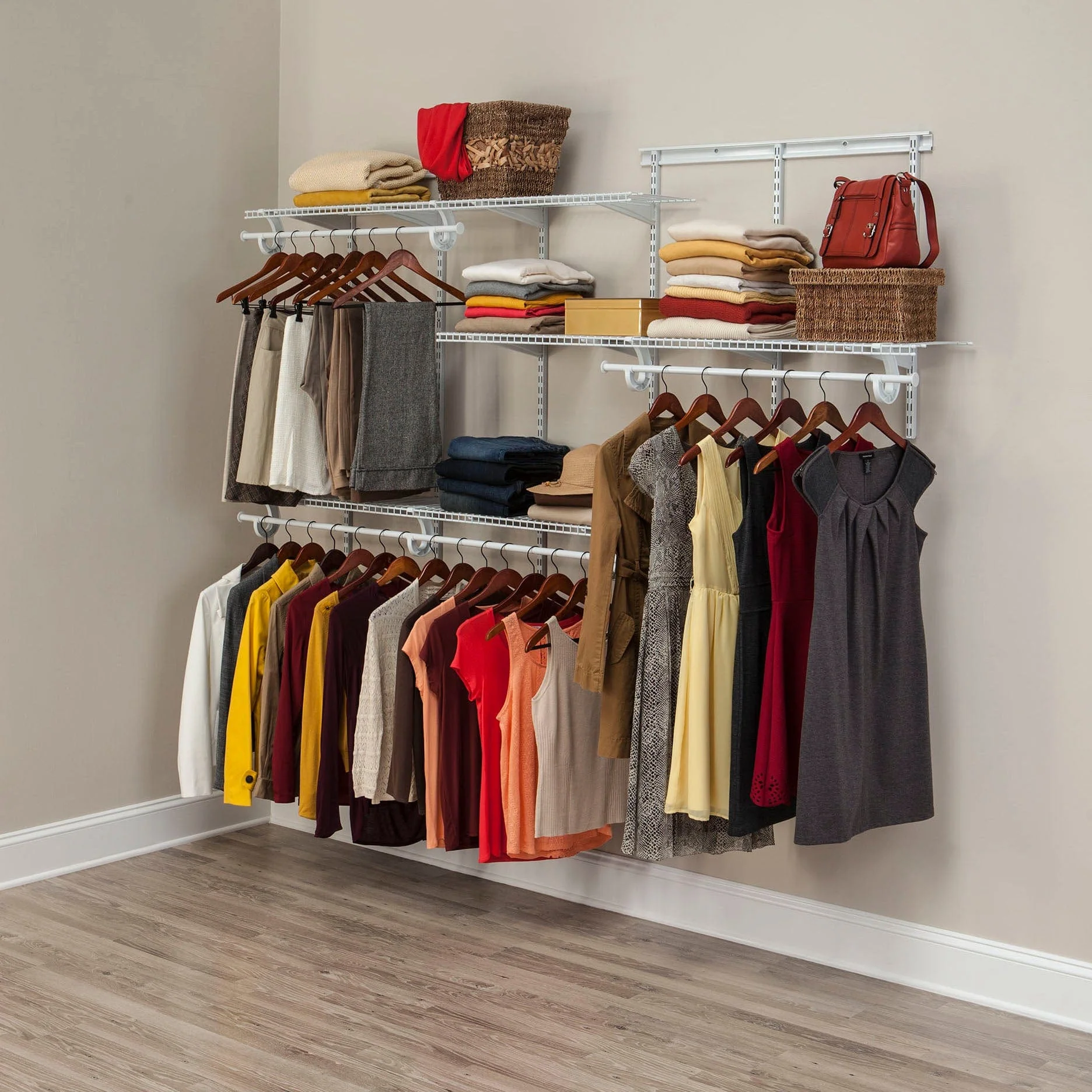ShelfTrack Adjustable Closet Organizer 5' - 8' W, White - Image 3