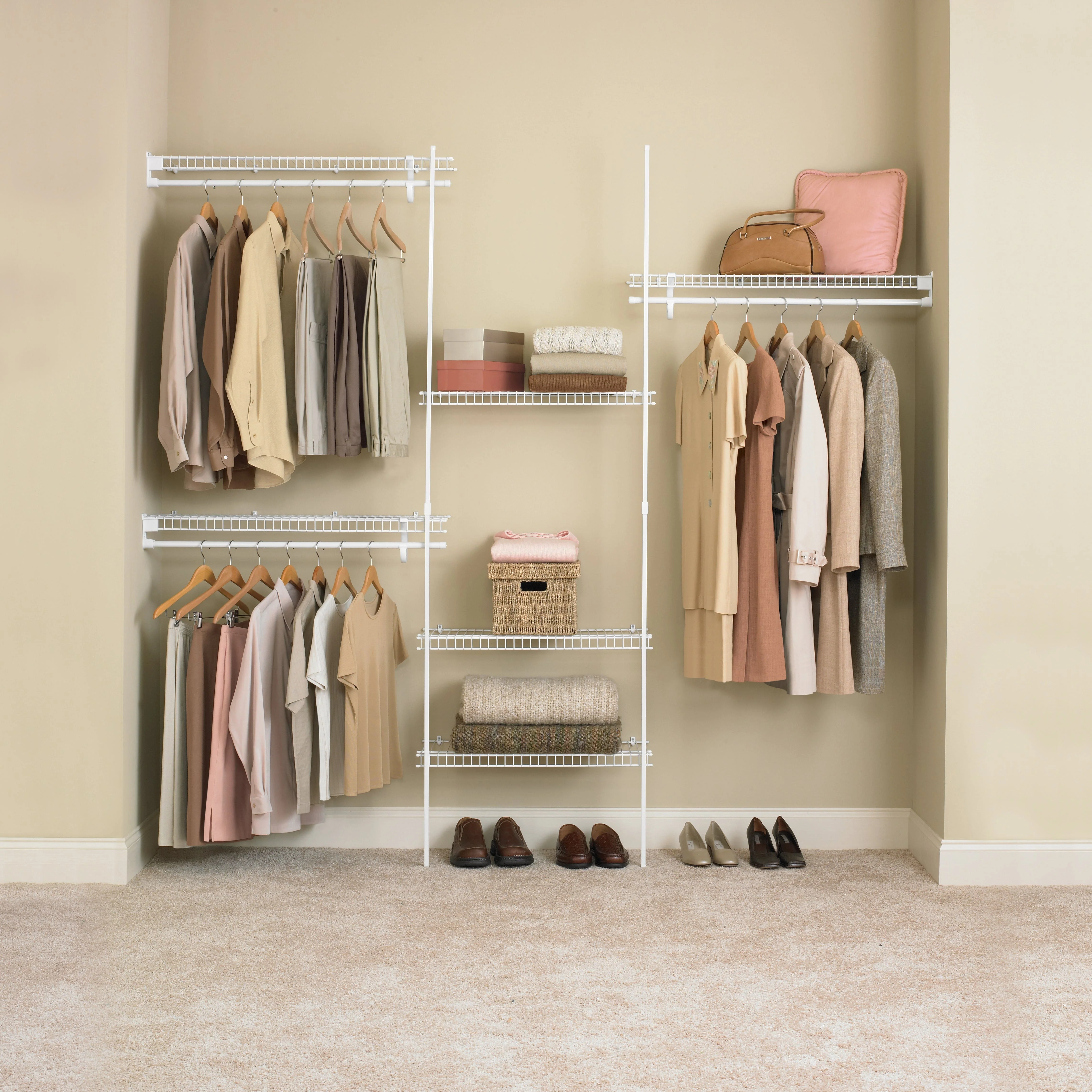 SuperSlide Closet Organizer Kit 5'- 8' W Fixed Mount, White - Image 3