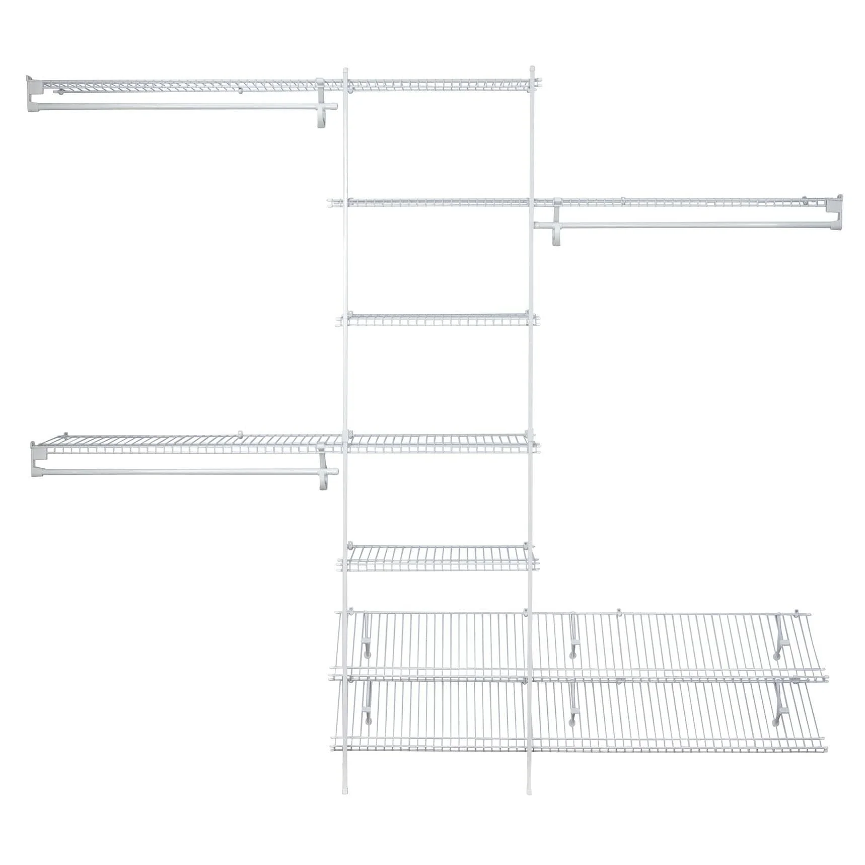 SuperSlide Closet Organizer Kit with Shoe Shelf 5' - 8' W Fixed Mount, White