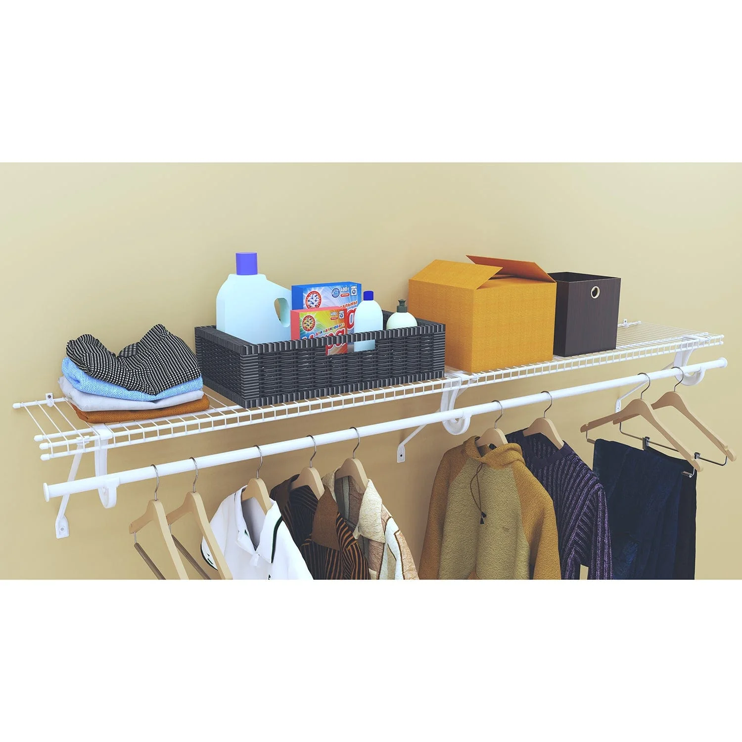 SuperSlide Ventilated Shelf Kit with Hang Rod 72" W x 12" D, White - Image 3