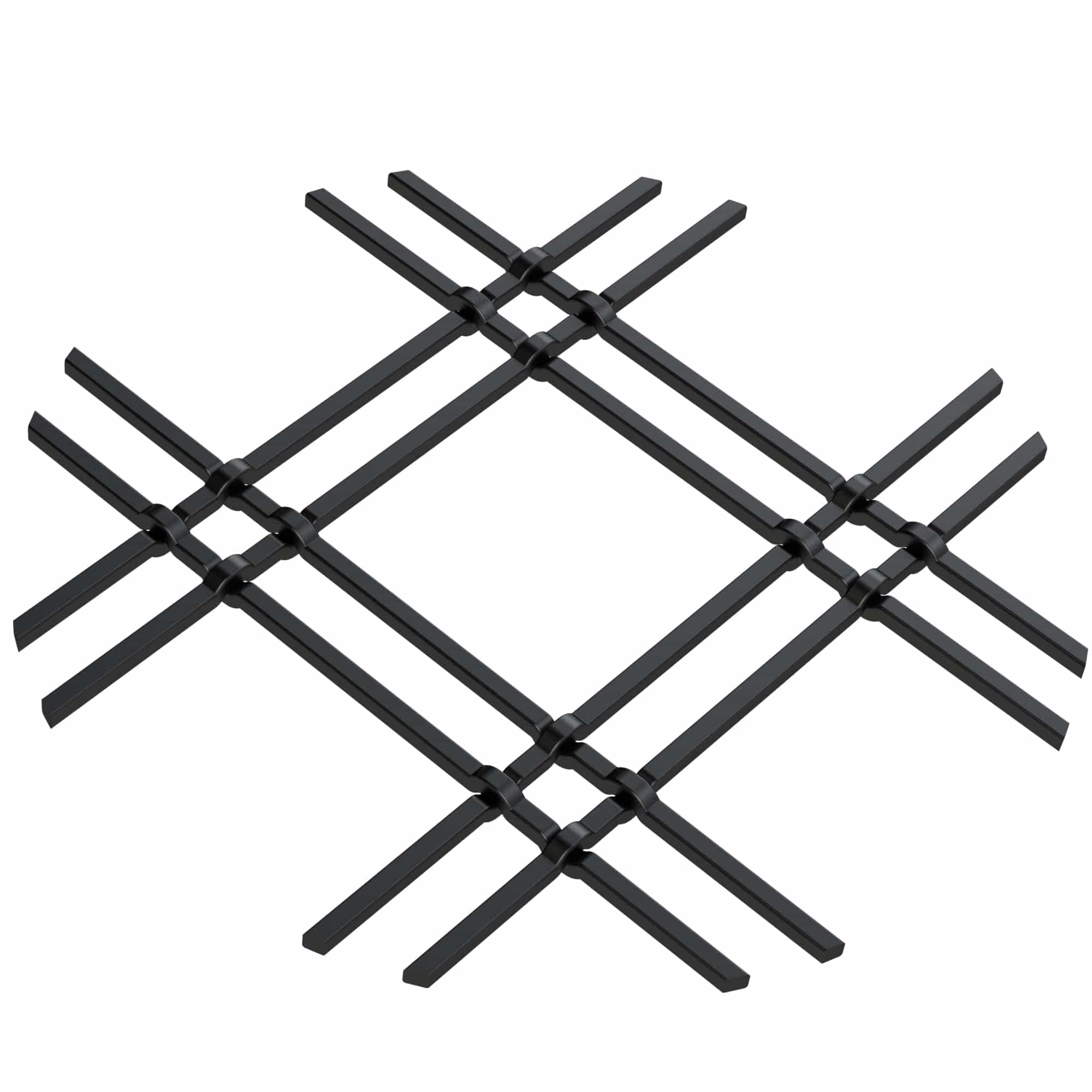 1" Flat Double Diamond Decorative Grille - Flat Black, 36" W x 48" L Sheet