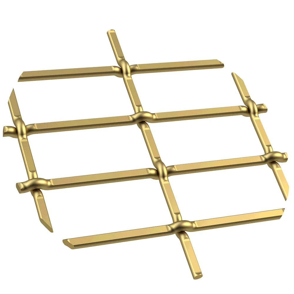 1" Flat Straight Weave Decorative Grille - Satin Brass, 18" W x 48" L Sheet