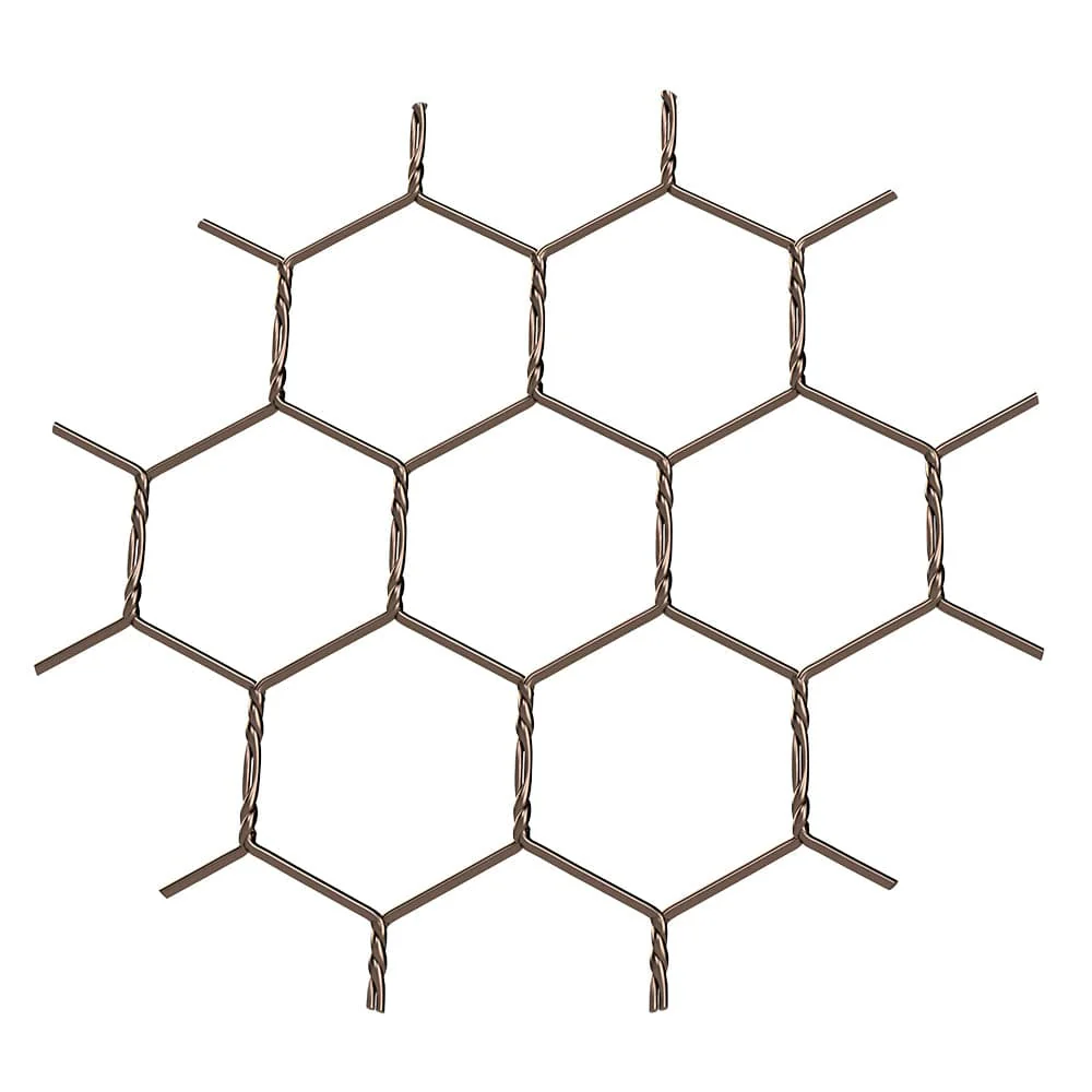 .5" Chicken Wire Decorative Grille - Antique Brass, 34" W x 48" L Sheet