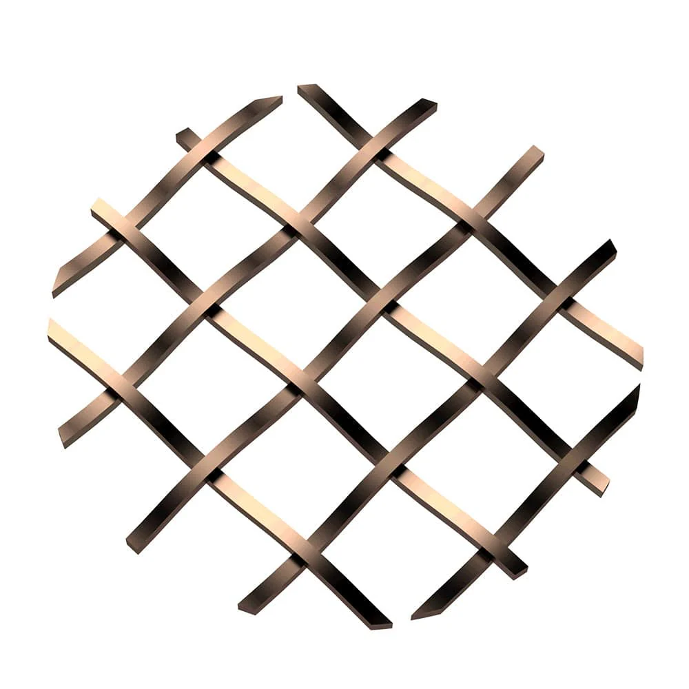 .5" Straight Flat Diamond Decorative Grille - Antique Brass, 18" W x 48" L Sheet
